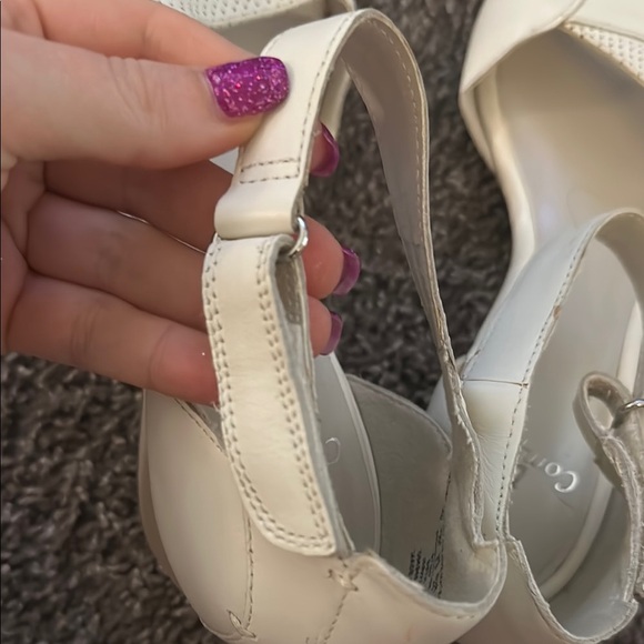 Comfort Off White Heel Velcro Sandals Size 8 - Picture 6 of 10